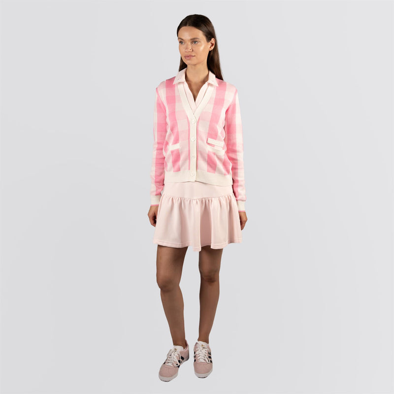 Womens Gingham Cardigan Pink