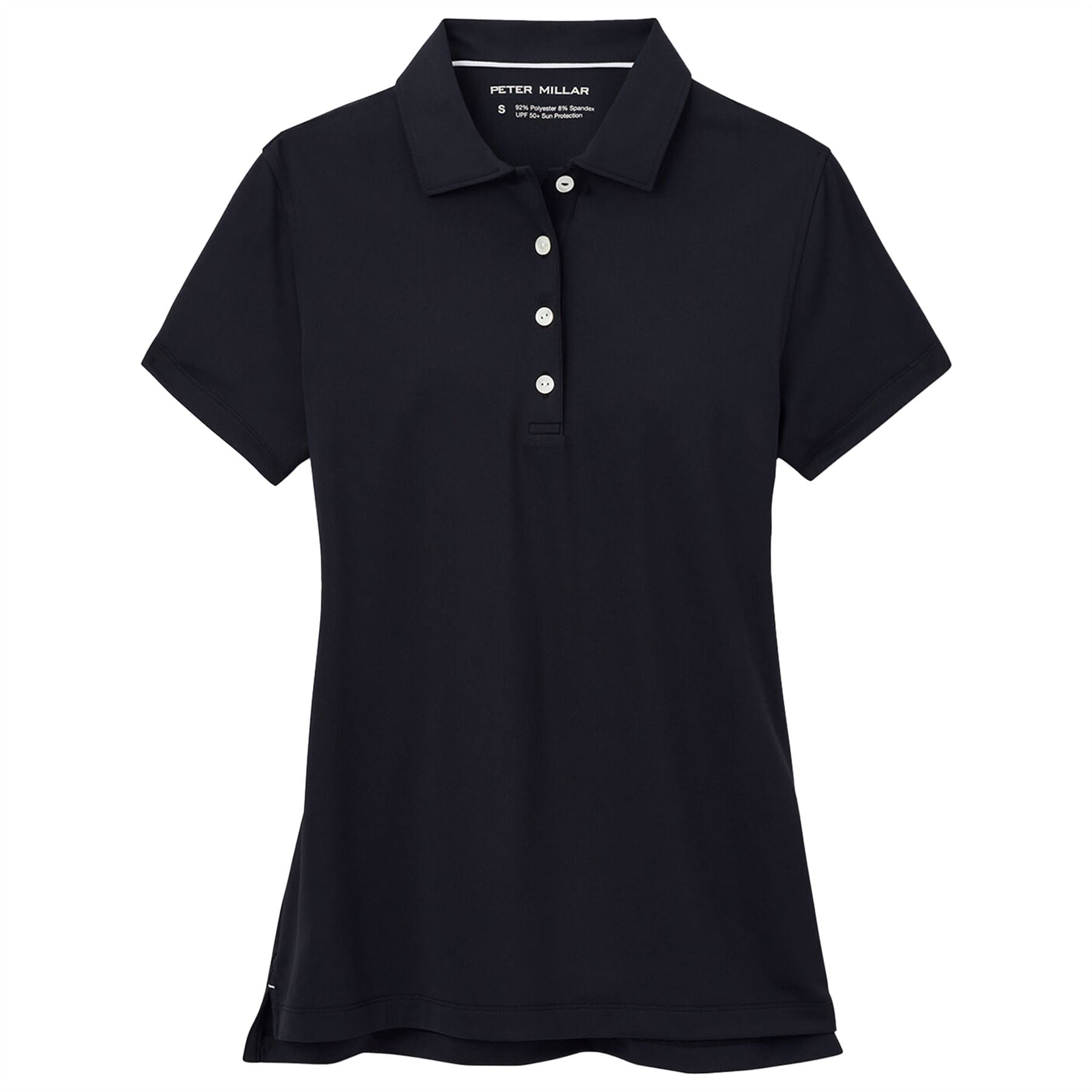 Womens Short Sleeve Button Polo Black