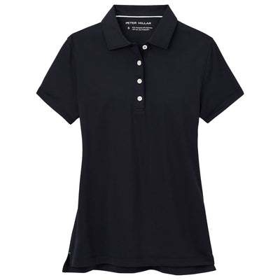 Womens Short Sleeve Button Polo Black - SS24