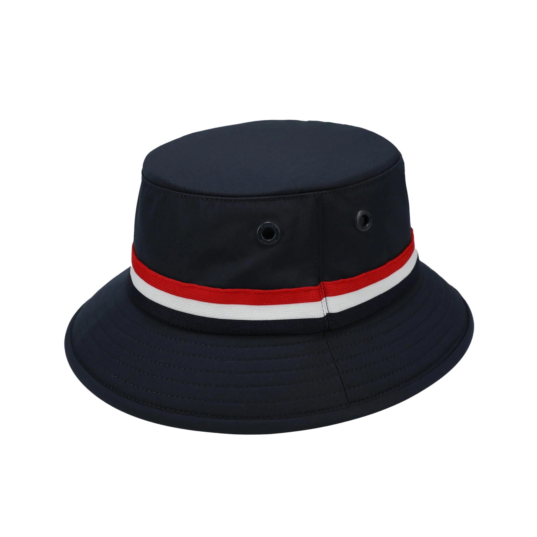 Womens Ribbon Bucket Hat Navy/Red Blue Stripe