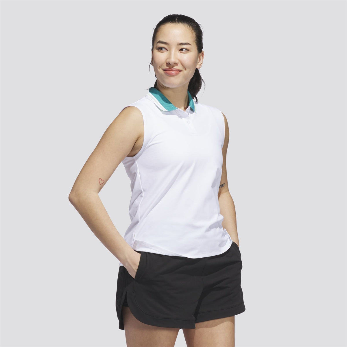 Womens Beyond The Course Twistknit Polo White/Pure Teal