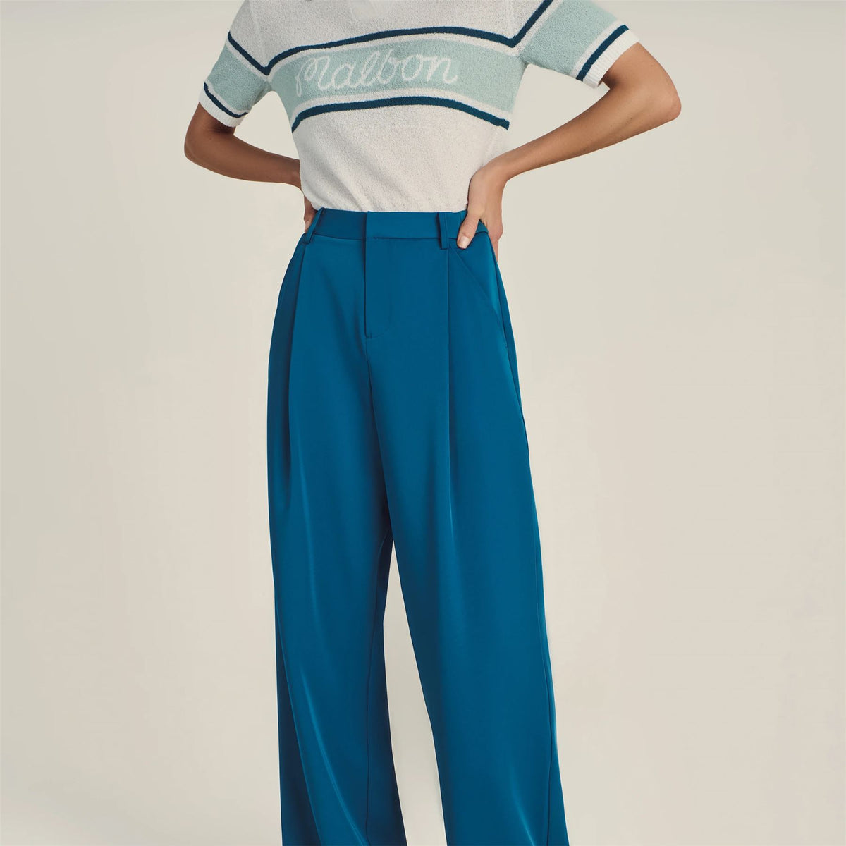 Womens Emilia Pleated Pants Ocean Multi