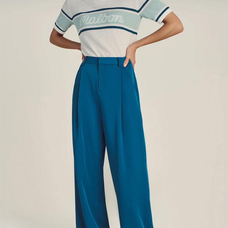 Womens Emilia Pleated Pants Ocean Multi