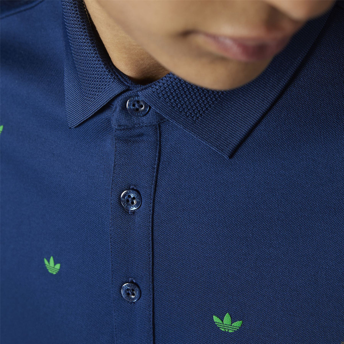 Printed Trefoil Polo Night Indigo