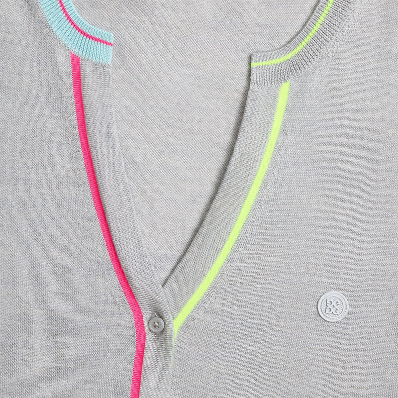 Womens Tailored Merino Wool Cardigan Melange Gray