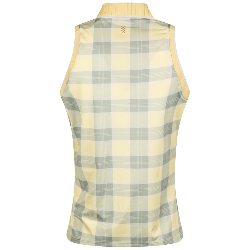 Womens Course to Court Sleeveless Polo Yellow Dawn Plaid