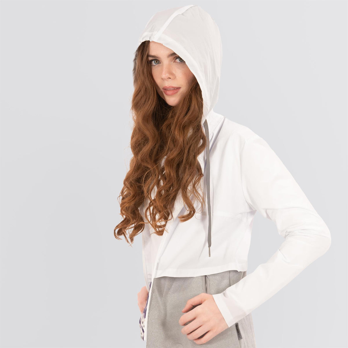 Womens Double Layer Jacket White/Marl Grey