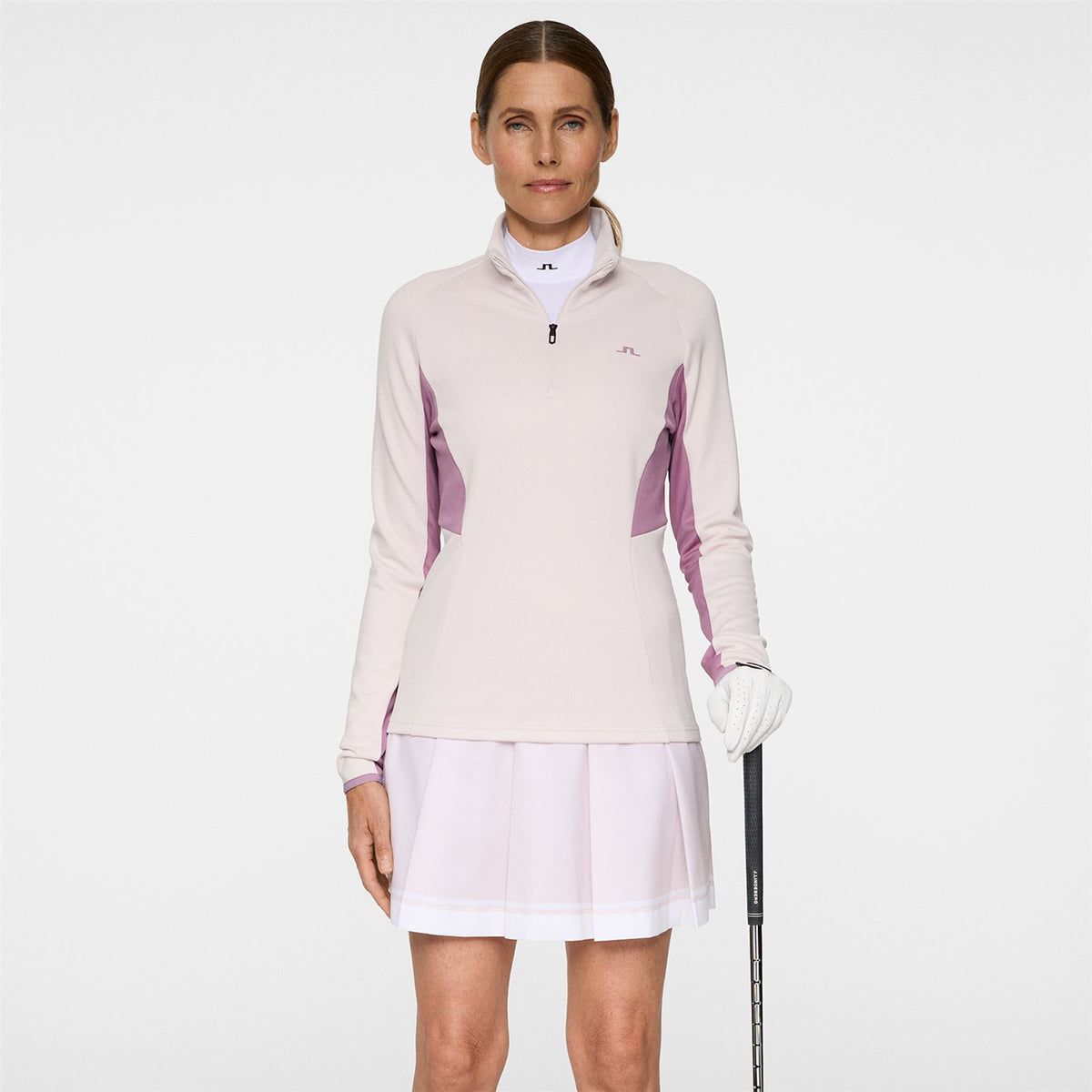 Womens Arja Quarter Zip Mid Layer Gray Lilac