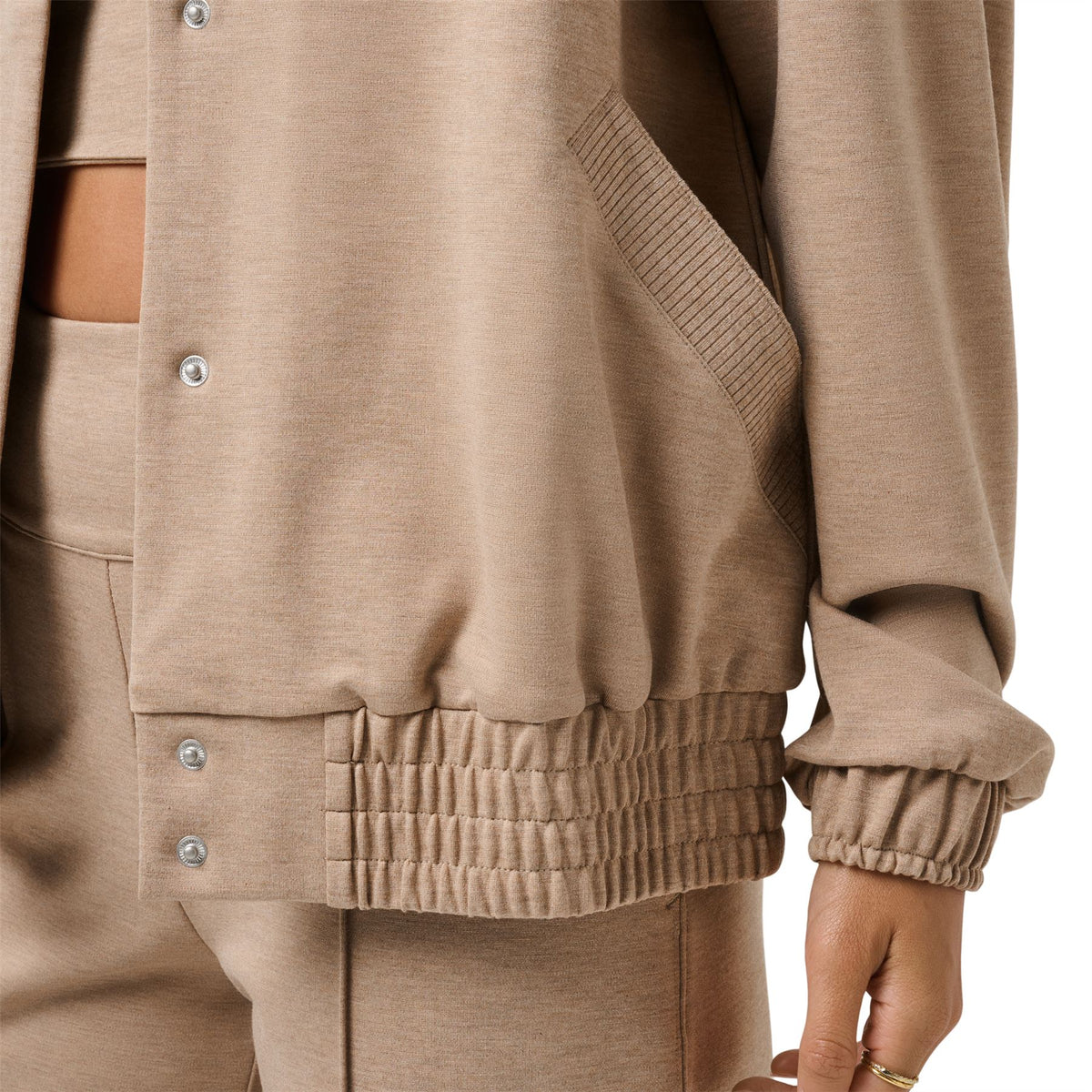 Womens Friday Ponte Bomber Jacket Heather Portabella