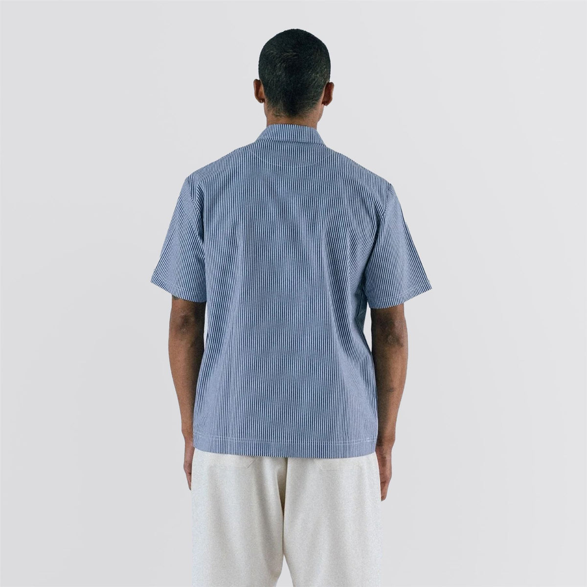 Reymon Stripe Oxford Button Up Shirt Navy