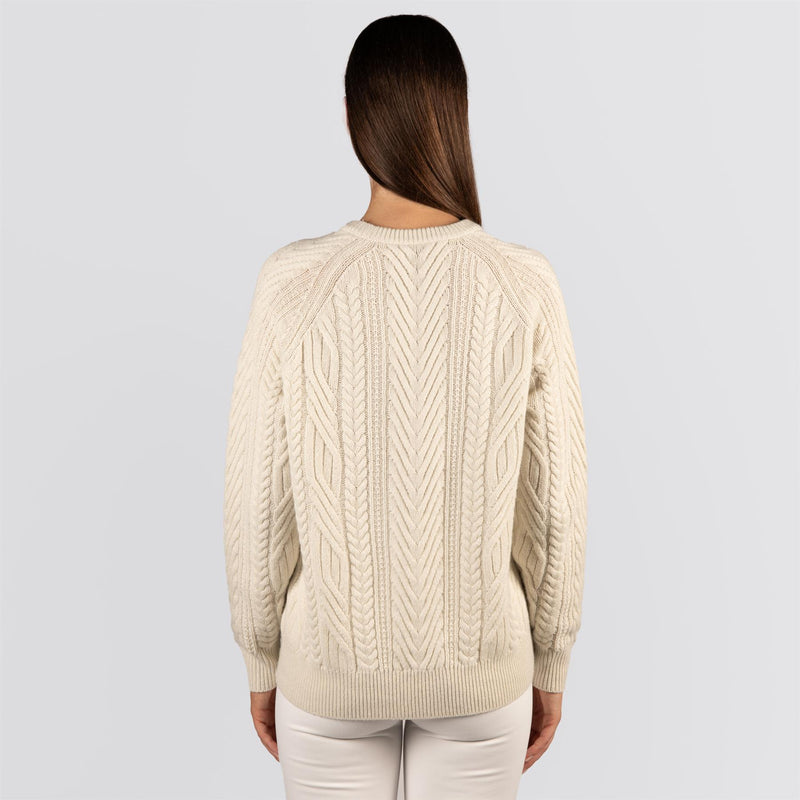 Womens Bennett Cable Knit Crew Sweater Ivory