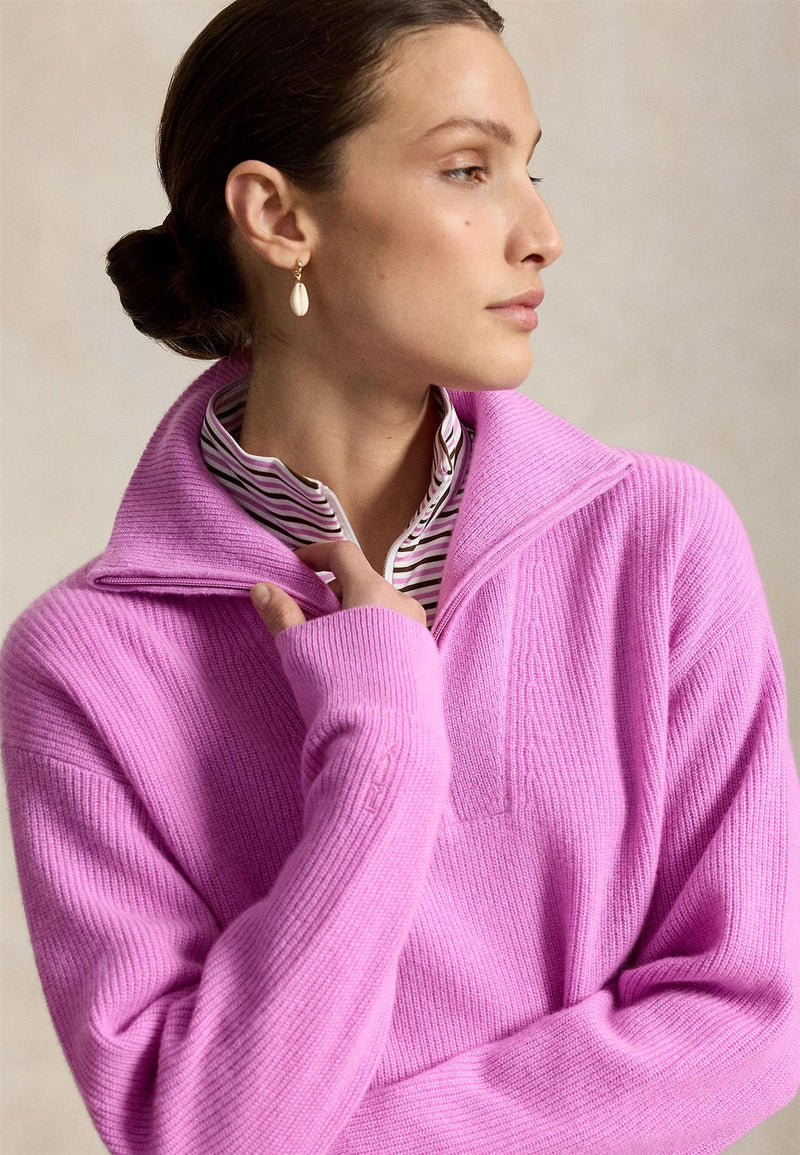 RLX Womens Washable Cashmere Sweater Half Zip Petal Purple