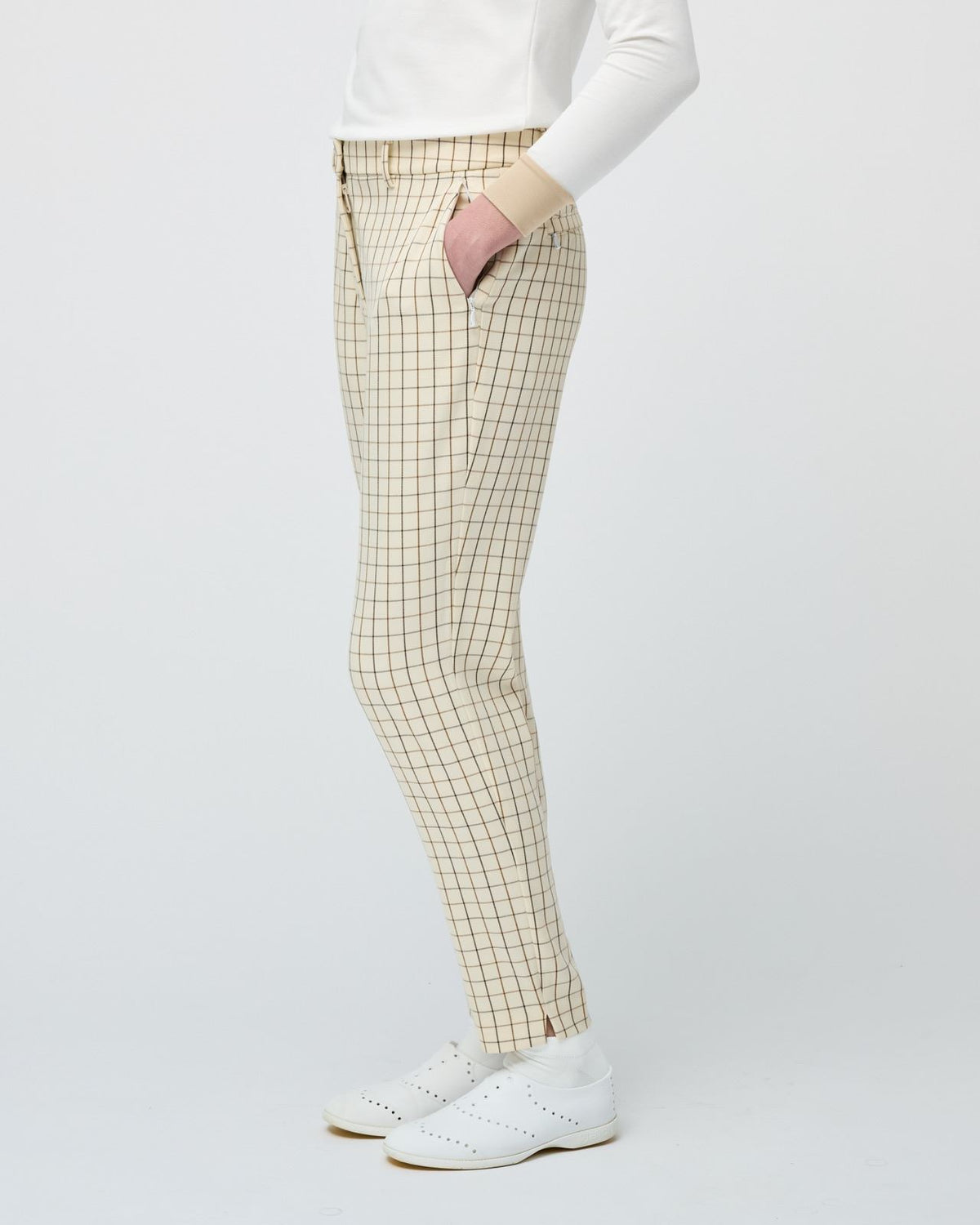 Womens Retro Check Sport Pant Cream Check