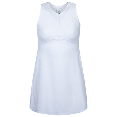 Womens Grid-Texture Sleeveless Tennis Dress White - SS23