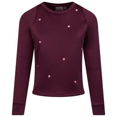 Womens Embroidered Scuba Layering Wine