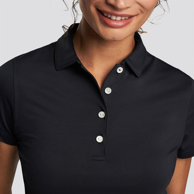 Womens Button Polo Black