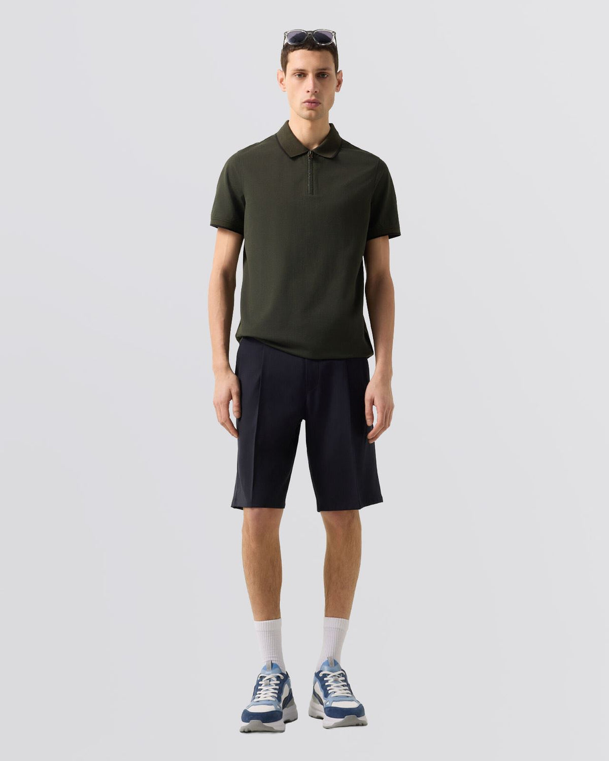 Timo-10 Zip Polo Shirt Kalamata Green