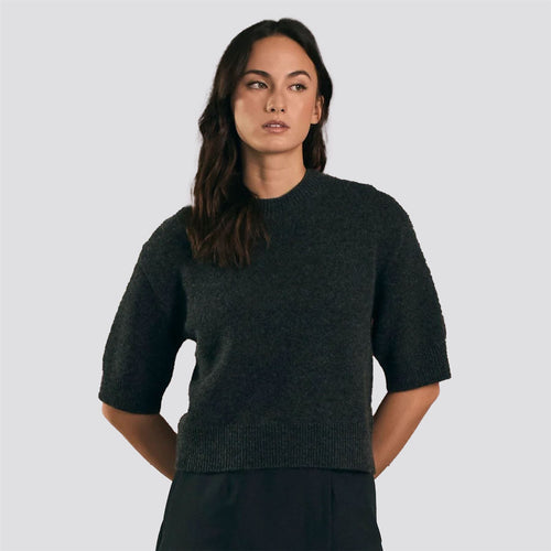 Womens Sally Cashmere Crew Black Heather