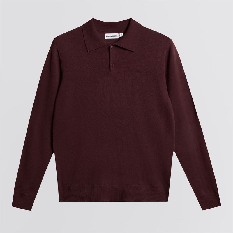 Kai Knitted Merino Polo Huckleberry