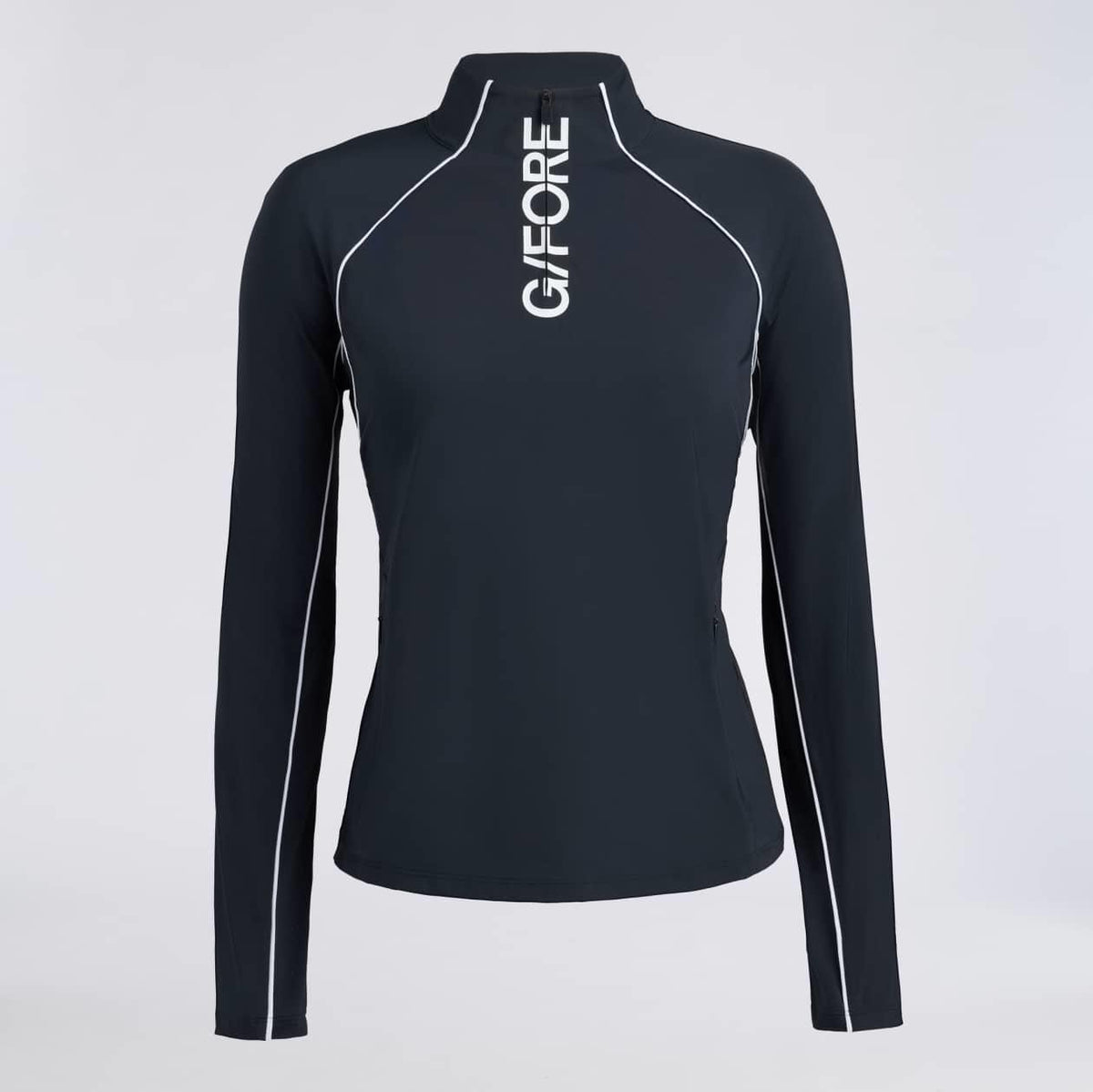 Womens Contrast Mesh Silky Technylon Quarter Zip Onyx