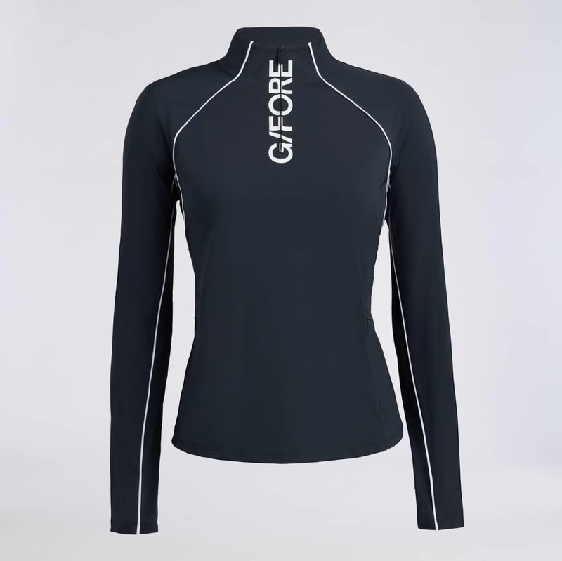 Womens Contrast Mesh Silky Technylon Quarter Zip Onyx