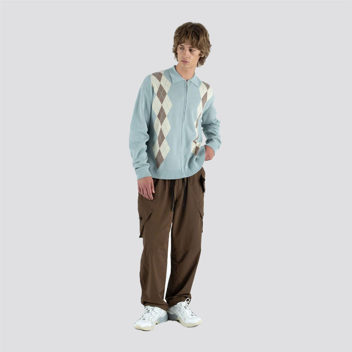 Wright Knitted LS Polo Slate