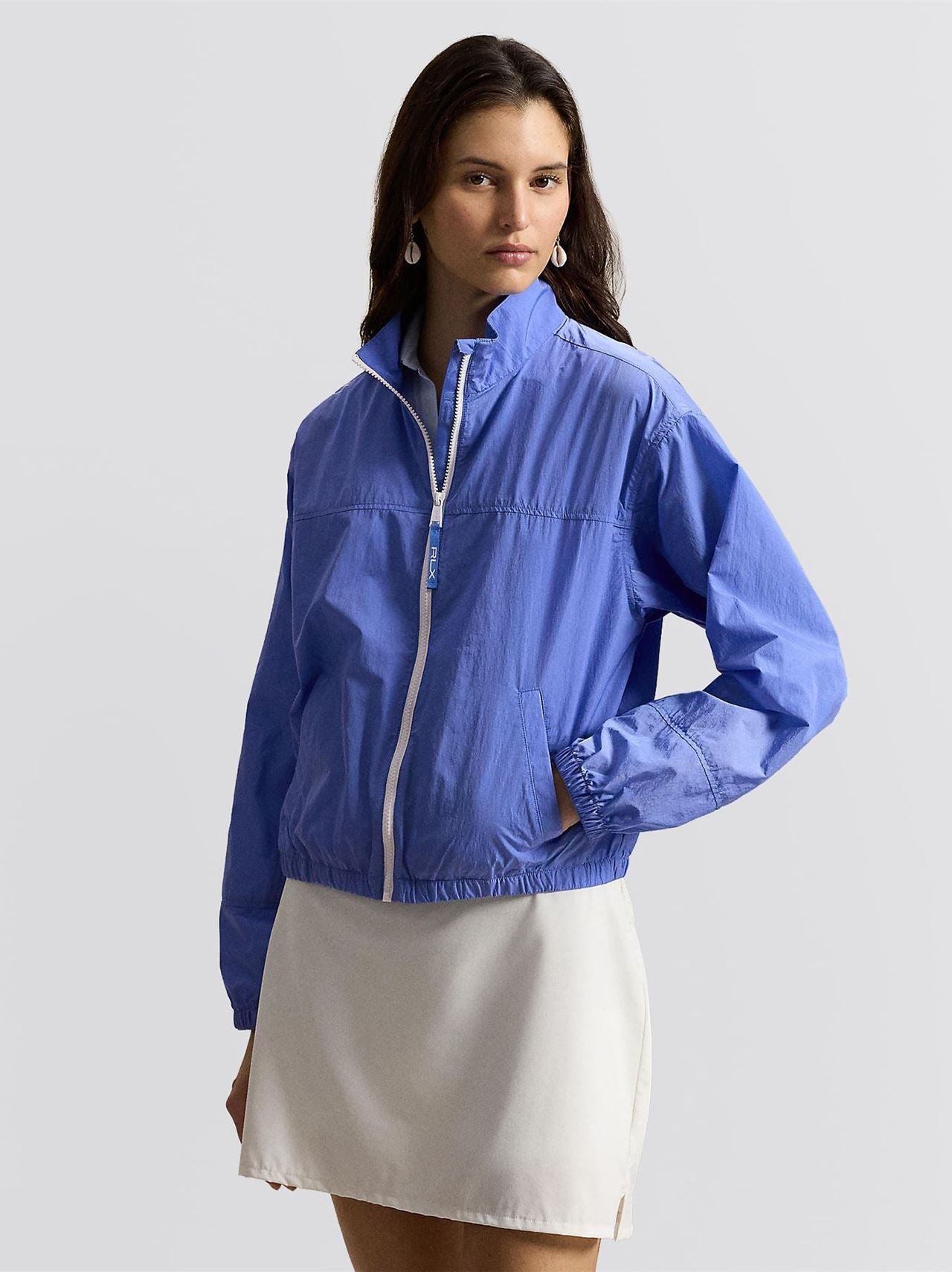 RLX Womens Mock Neck Full Zip Windbreaker Jacket Blue Mist