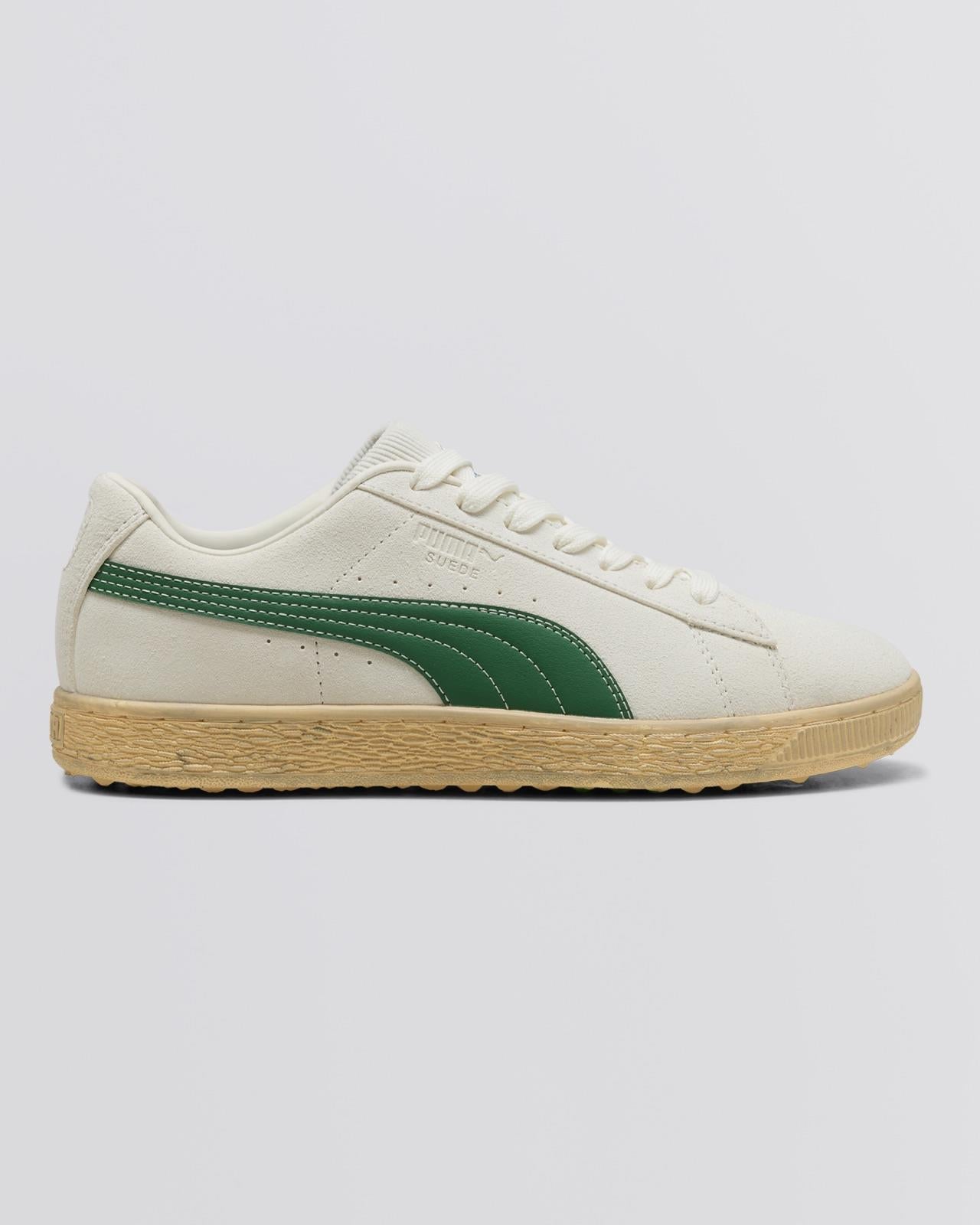 Puma Suede Golf Shoes Warm White/Luso Green