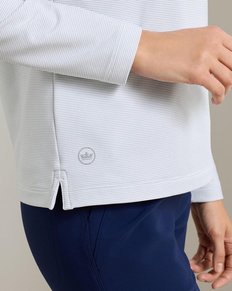 Womens Pine Sugar Stripe Performance Hoodie Whisper Grey/White