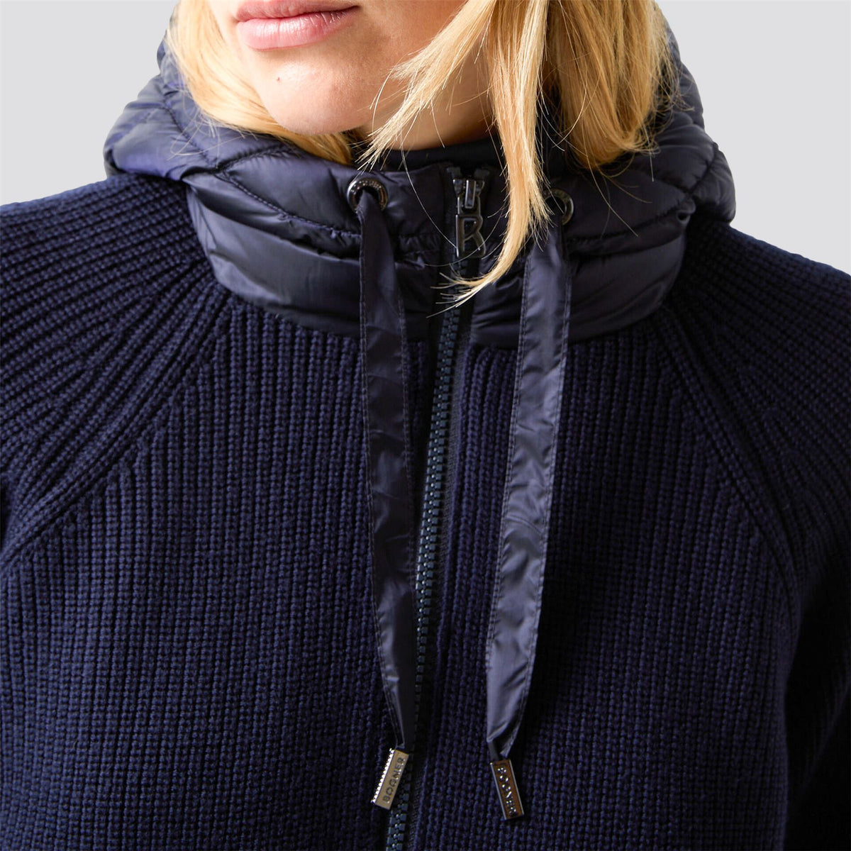 Womens Pamy Hybrid Knit Jacket Navy