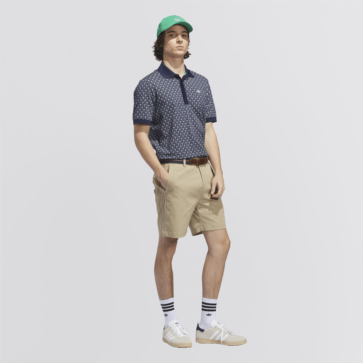 Originals All Over Trefoil Polo Night Indigo/Chalk White