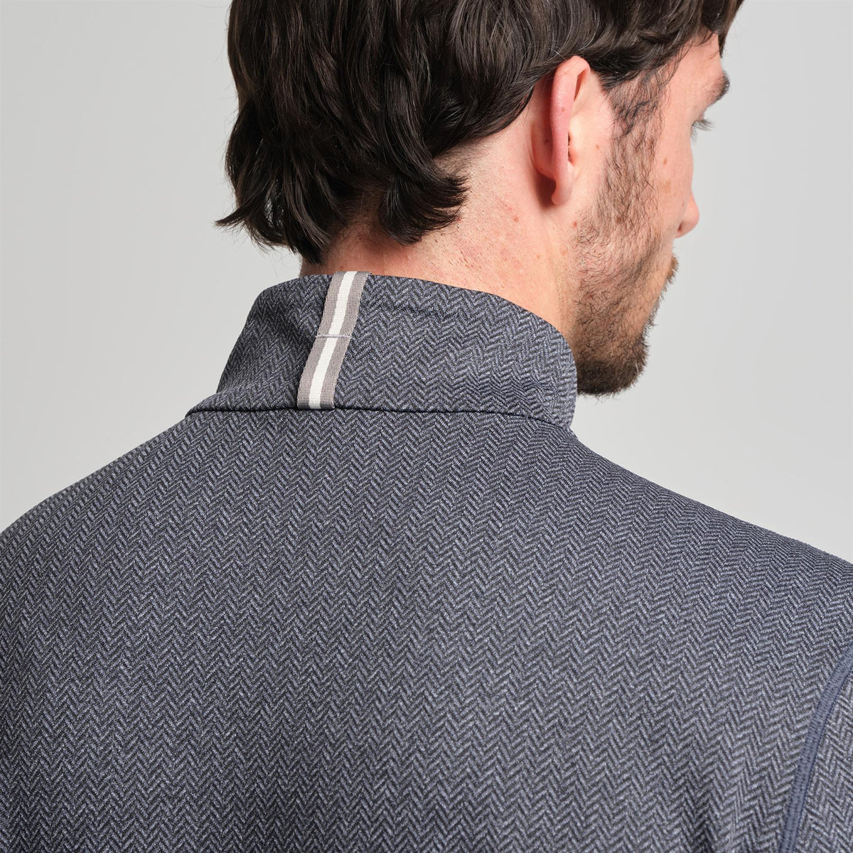 Palmer Performance Quarter-Zip Navy Herringbone