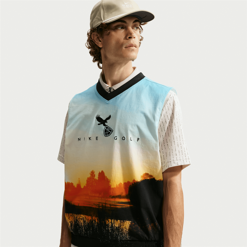 Dri-Fit Fairway Fresh Printed Wind Vest Oversized Fit Black