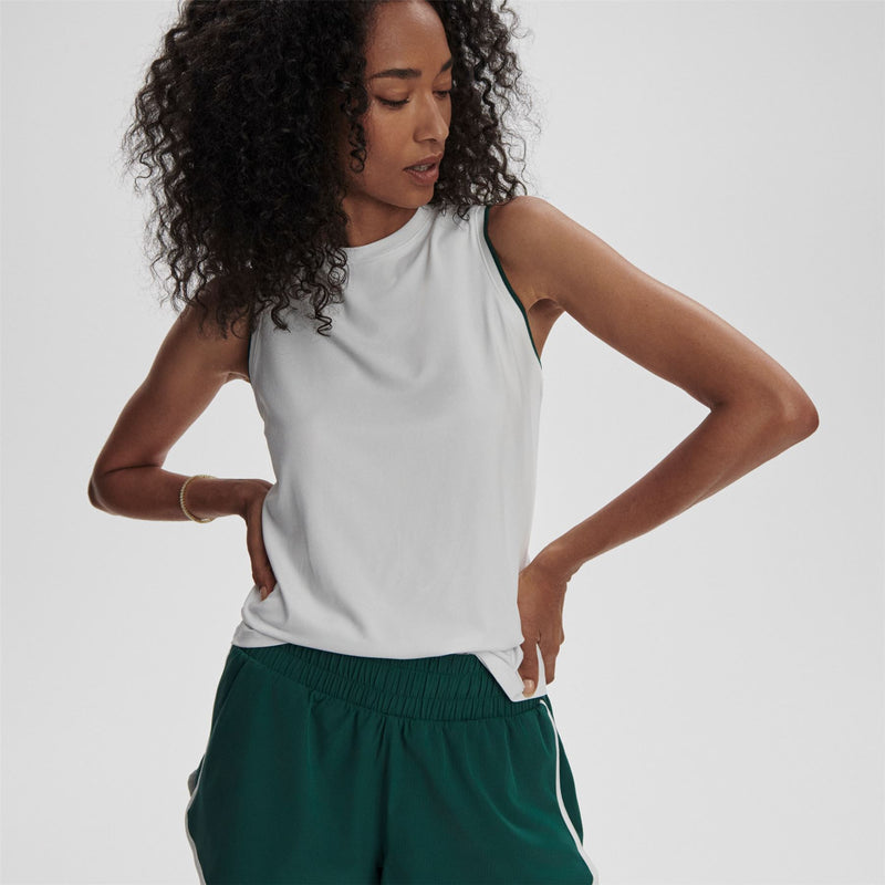 Womens Arton Performance Tank Polo White/Forest