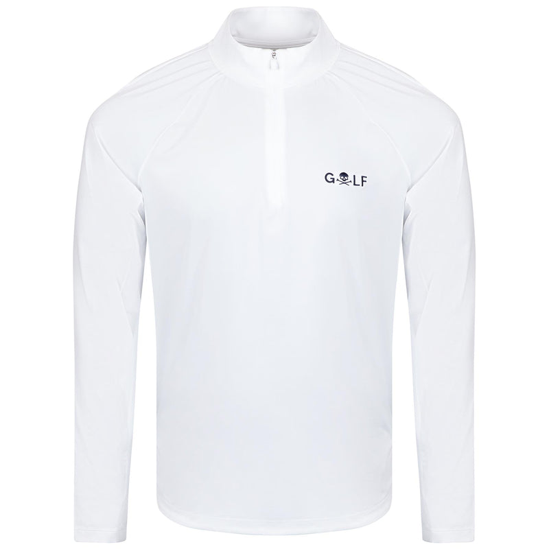 S&T Golf Logo Italian Tech Melange Raglan Quarter Zip Pullover Snow