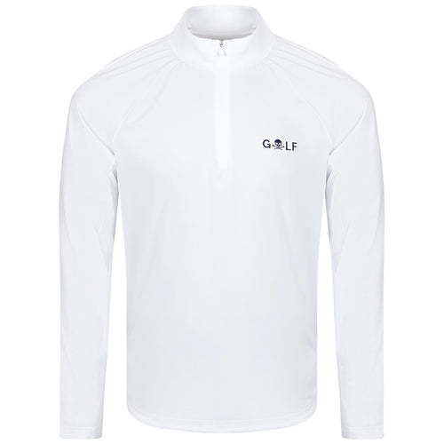 x TRENDYGOLF Skull Golf Logo Italian Tech Melange Raglan Quarter Zip Pullover Snow