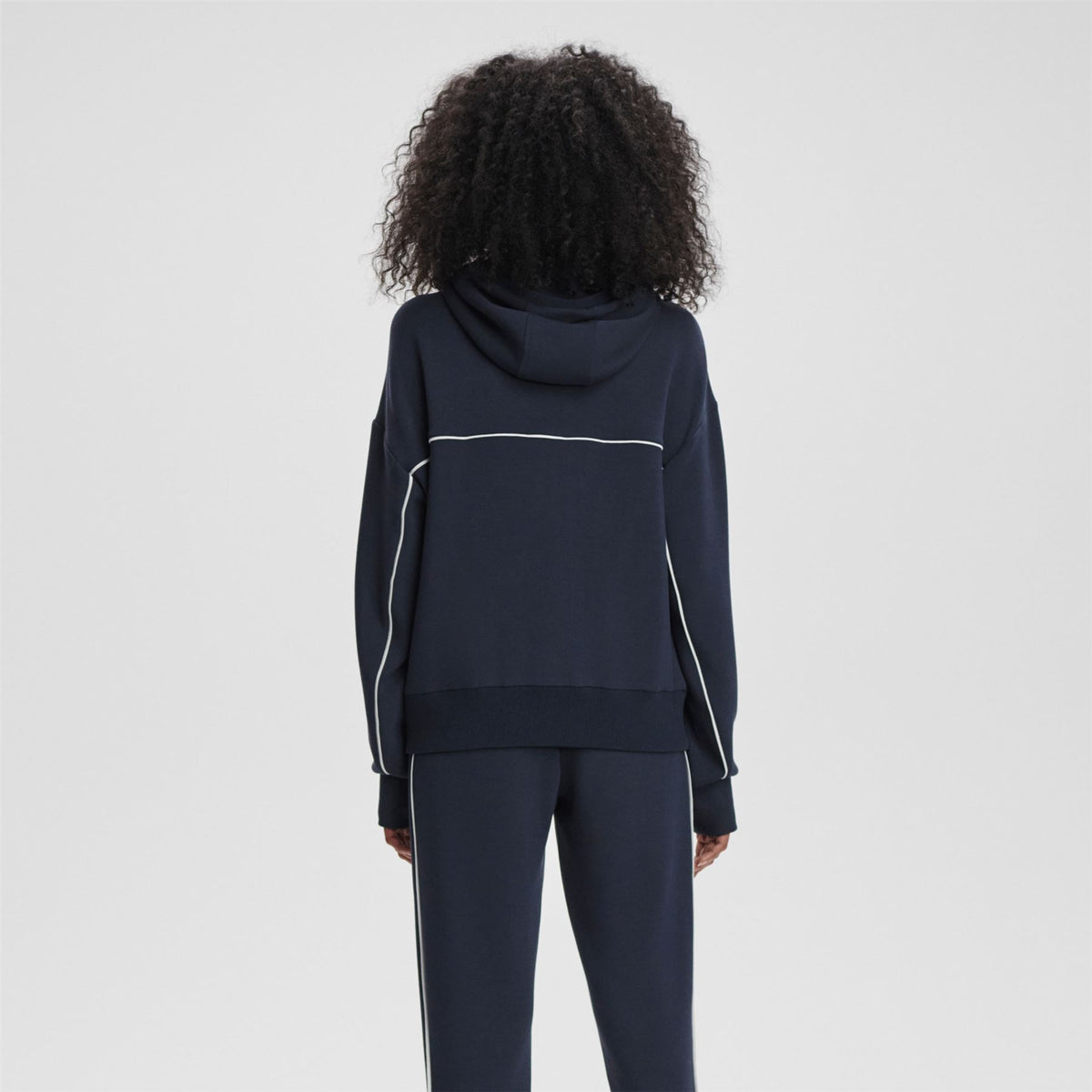 Womens Gia Zip Through Hooded Sweat Navy/White