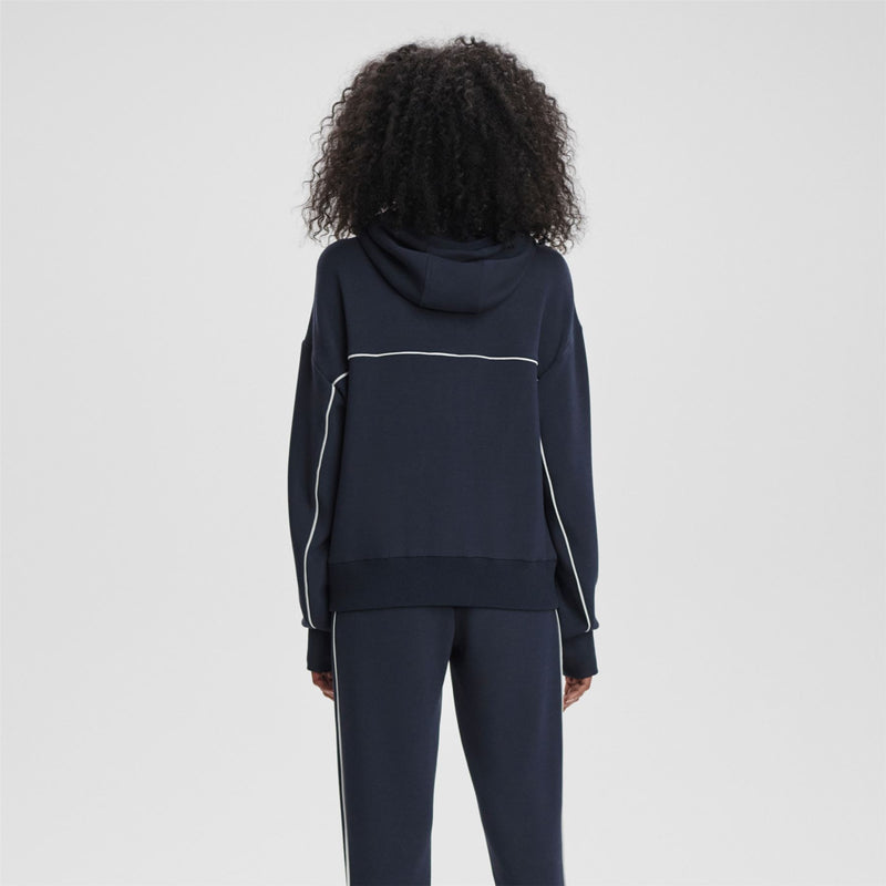 Womens Gia Zip Through Hooded Sweat Navy/White
