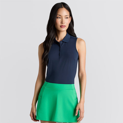 Pleated Collar Silky Tech Nylon SL Polo Twilight