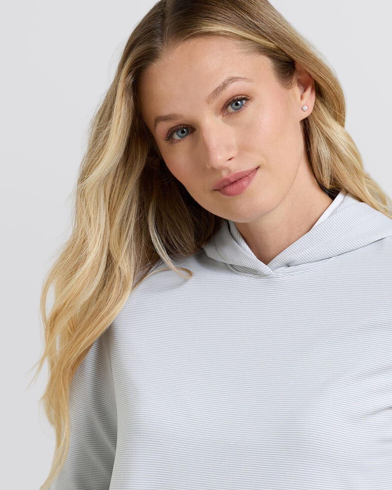 Womens Pine Sugar Stripe Performance Hoodie Whisper Grey/White