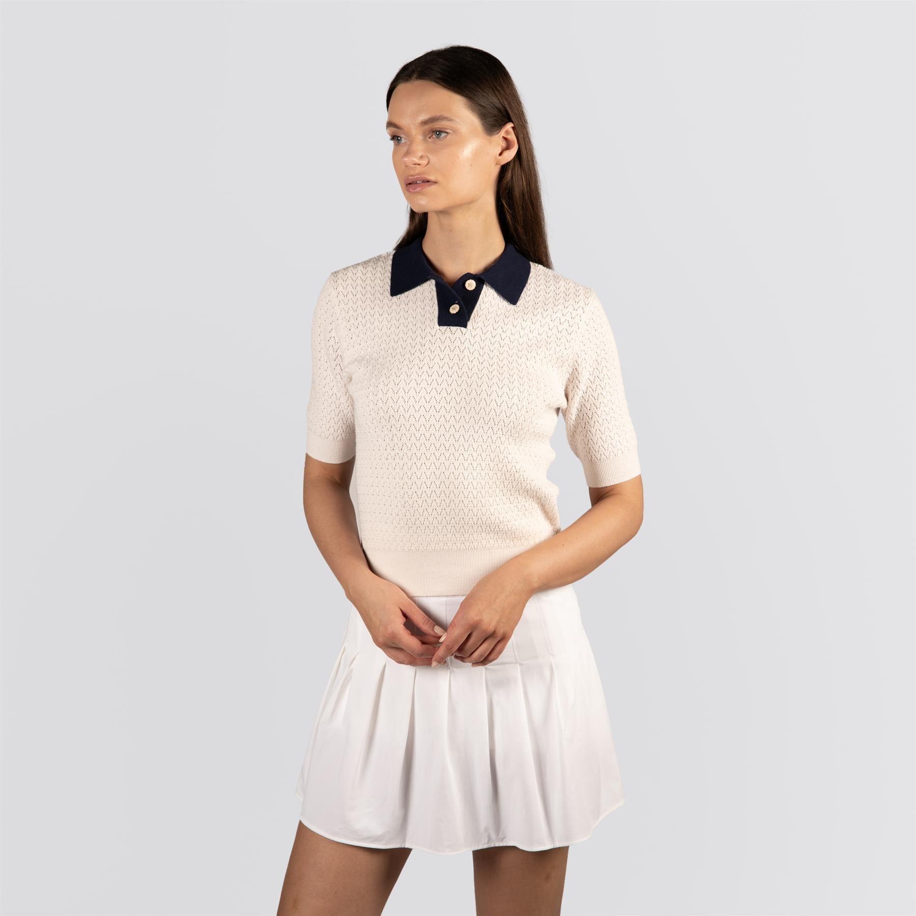 Womens Christy Polo Pinky White/Legacy Navy