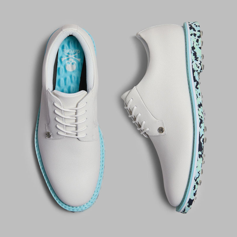 GALLIVANTER Camo Leather Spiked Golf Shoes Snow/Cenote
