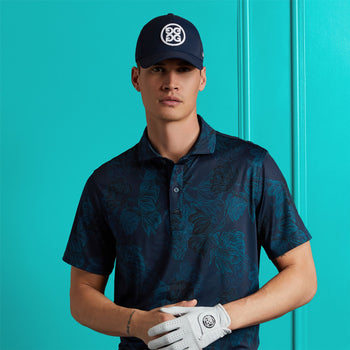 G/FORE Stamped Floral Tech Jersey Polo Twilight | TRENDYGOLF USA