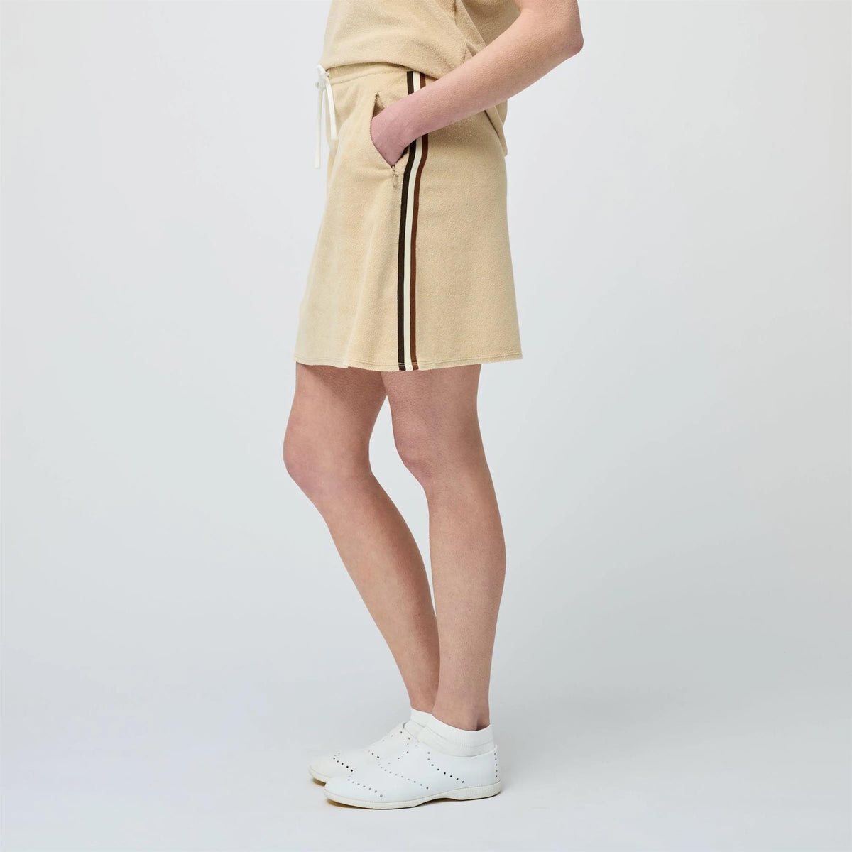 Womens Terry Ribbon Skirt Tan/Coffee