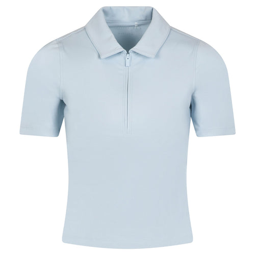 Womens Private Lesson Zipped Polo Heather Baby Blue - AW24