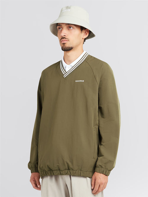 V-Neck Pullover Windbreaker Dark Olive