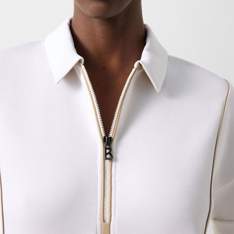 Womens Finya Short Sleeve Half-Zip Sweater Off White