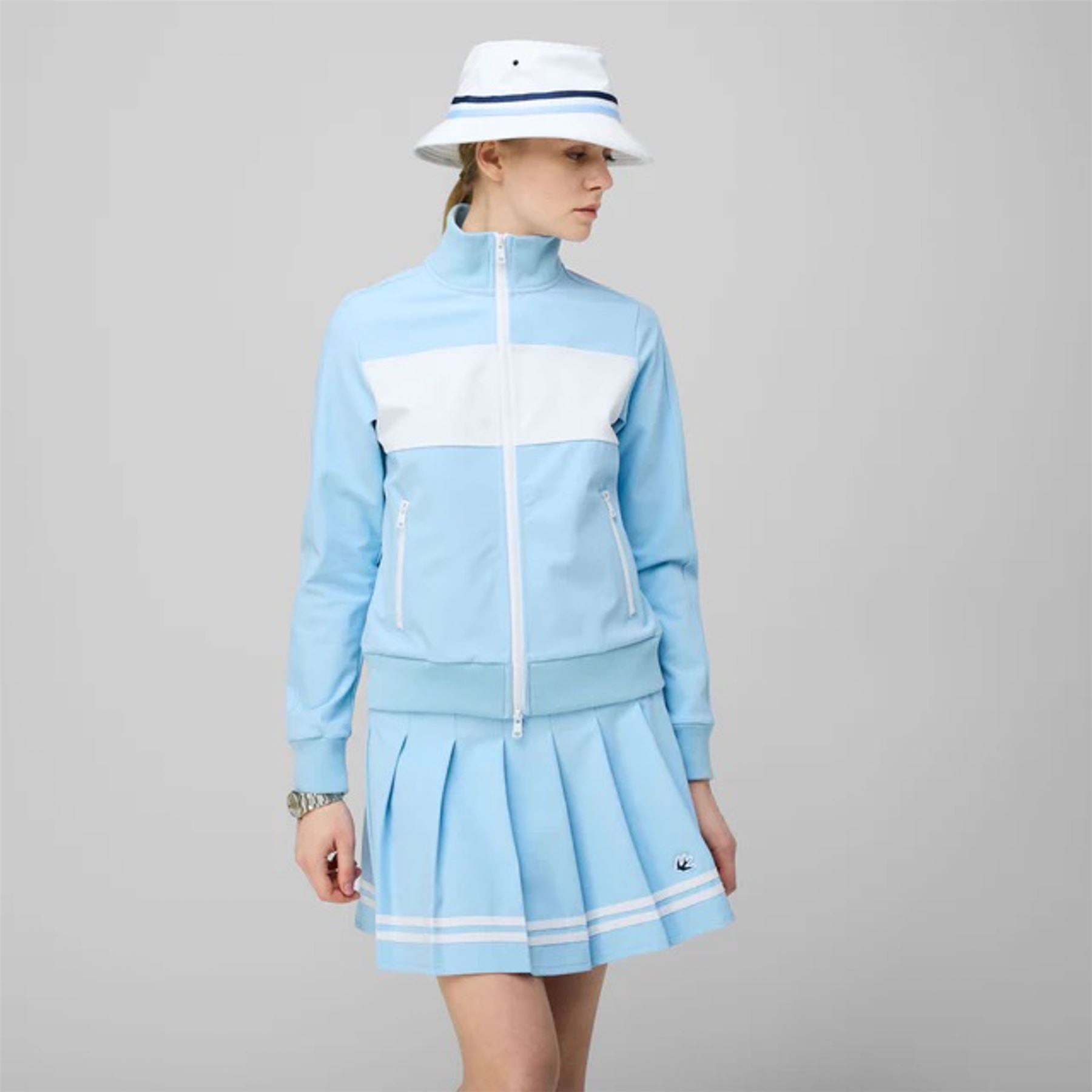 Womens Warm Up Jacket Powder Blue/White
