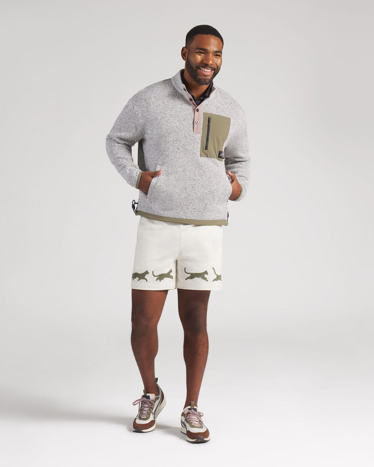 x GGNC Quarter Zip Warm White Heather