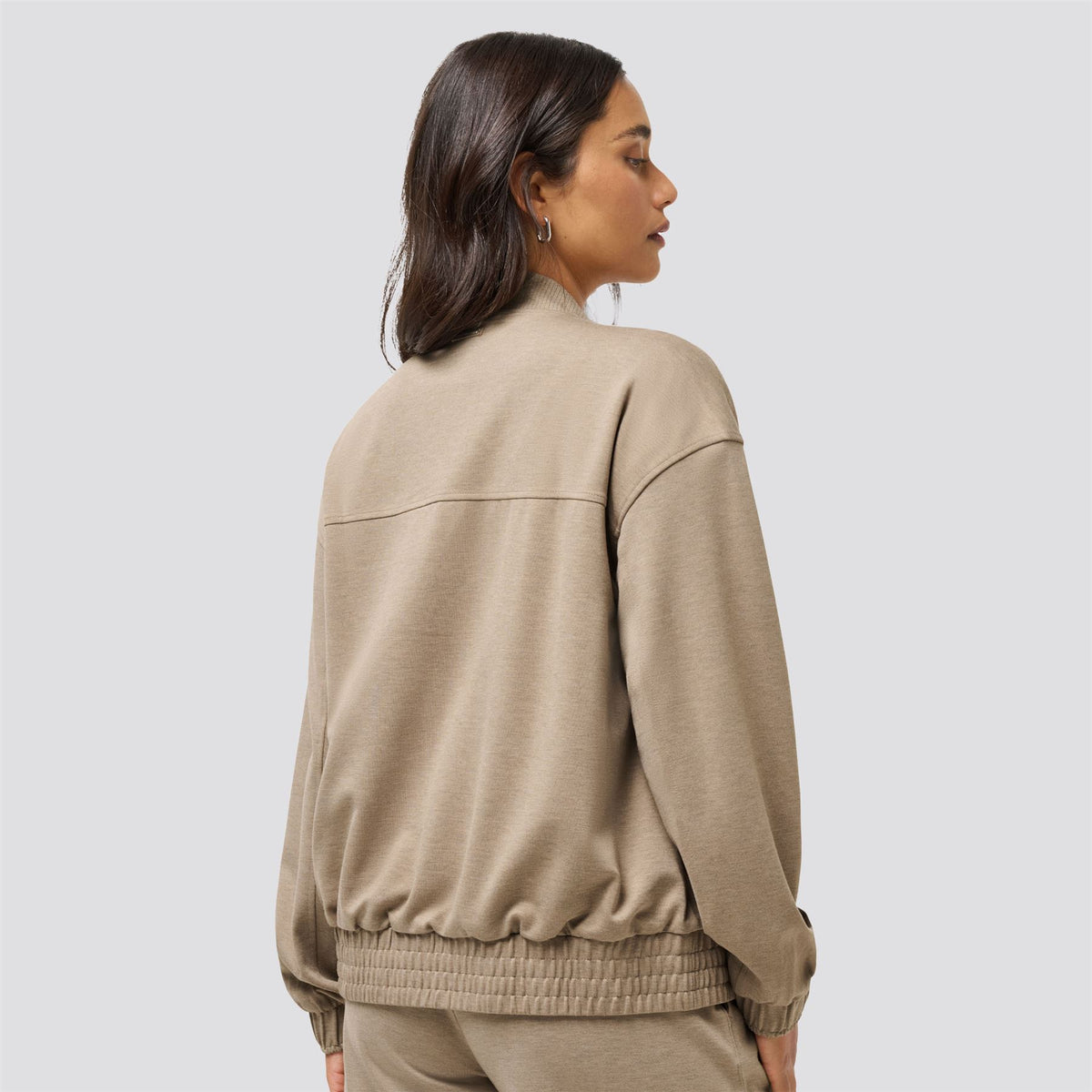 Womens Friday Ponte Bomber Jacket Heather Portabella